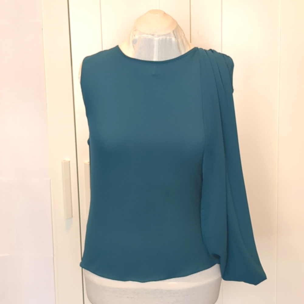 Turquoise Draped Cut Out Sleeveless Top